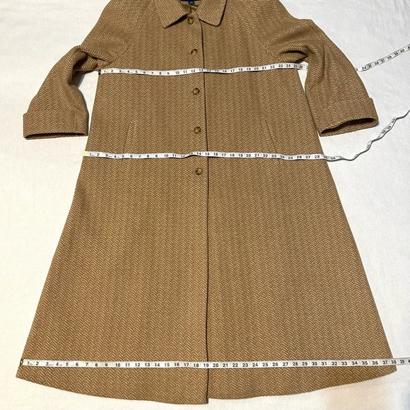 VTG MACKINGTOSH NEW ENGLAND HERRINGBONE WOOL BLEND FULL LENGTH SWING COAT. Sz18W - Picture 11 of 13